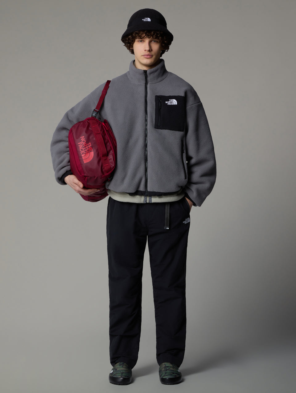 THE NORTH FACE Giacca da Uomo in Pile Reversibile Yumiori Grigio/Nero In Vendita