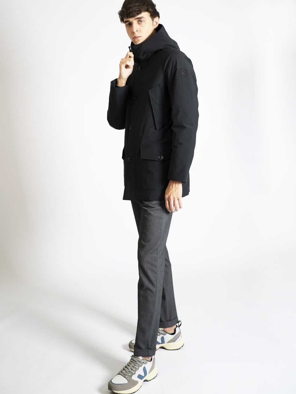 WOOLRICH Parka Arctic in Tessuto Stretch Nero Negozio