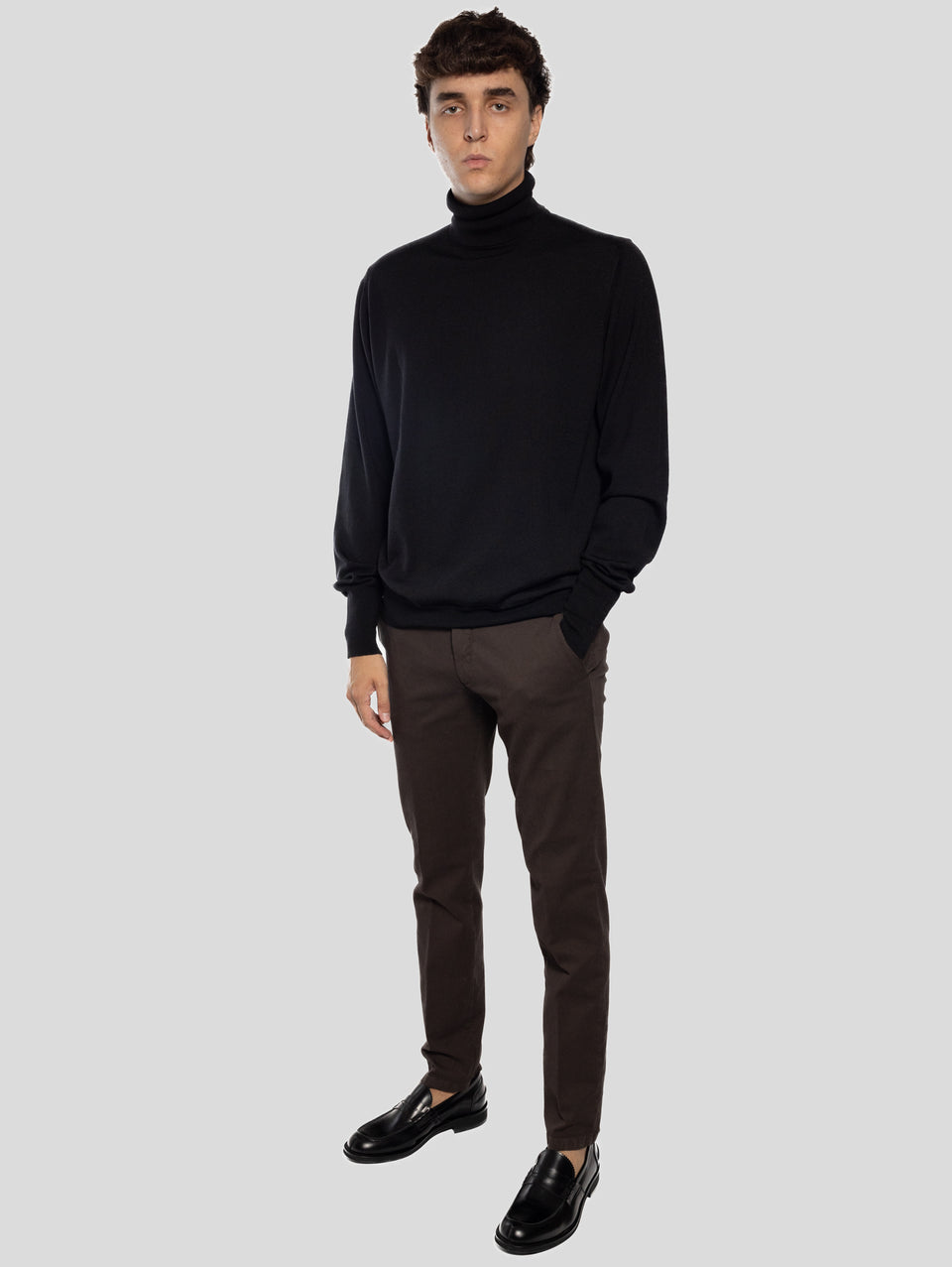 BRIGLIA 1949 Pantaloni Slim in Cotone Armaturato Marrone In Linea