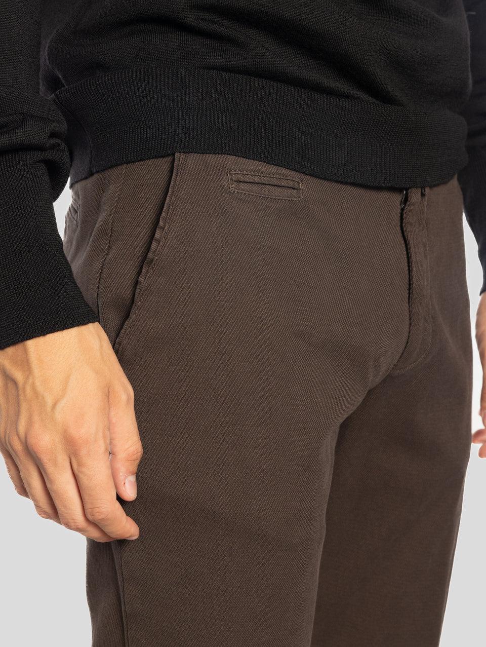 BRIGLIA 1949 Pantaloni Slim in Cotone Armaturato Marrone In Linea