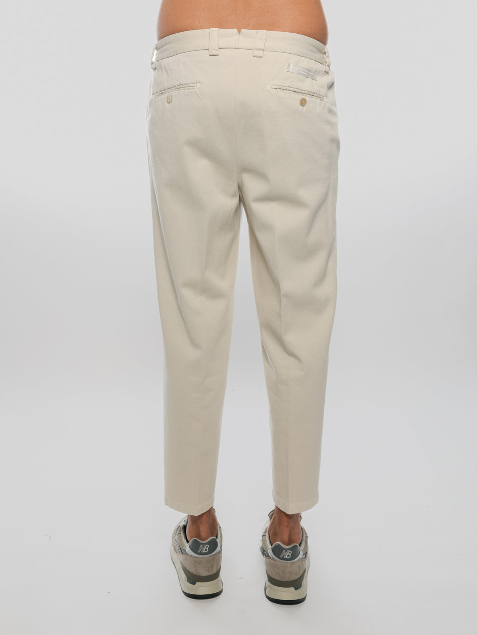 BRIGLIA 1949 Pantaloni in Bull Denim con Pinces Beige Nuovo