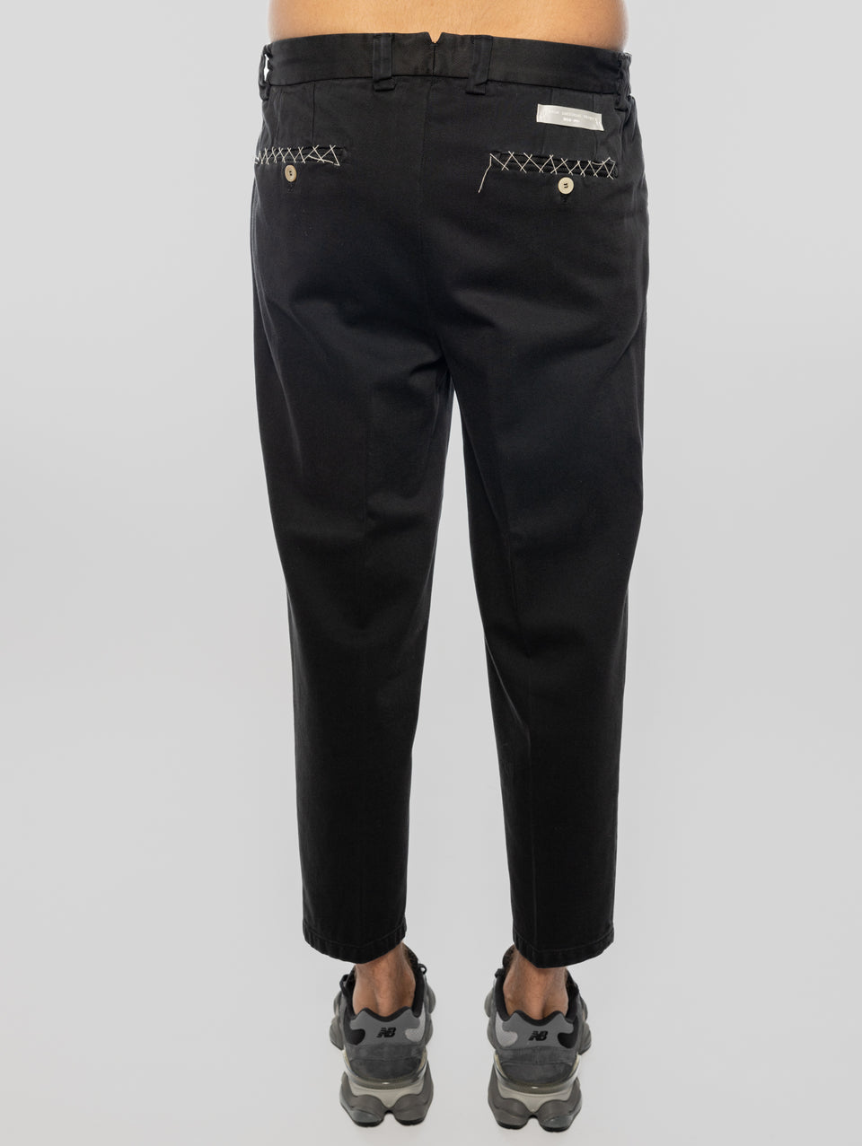 BRIGLIA 1949 Pantaloni in Bull Denim con Pinces Nero Qualità