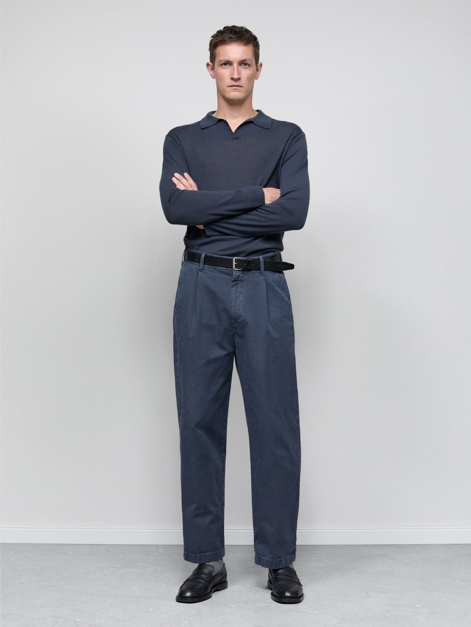 CLOSED Pantaloni Ampi con Pences Blu Fumo Vendita