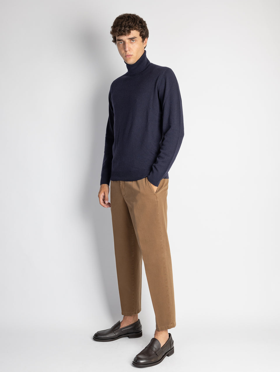 BRIGLIA 1949 Pantaloni in Bull Denim con Pinces Tabacco Qualità Garantita