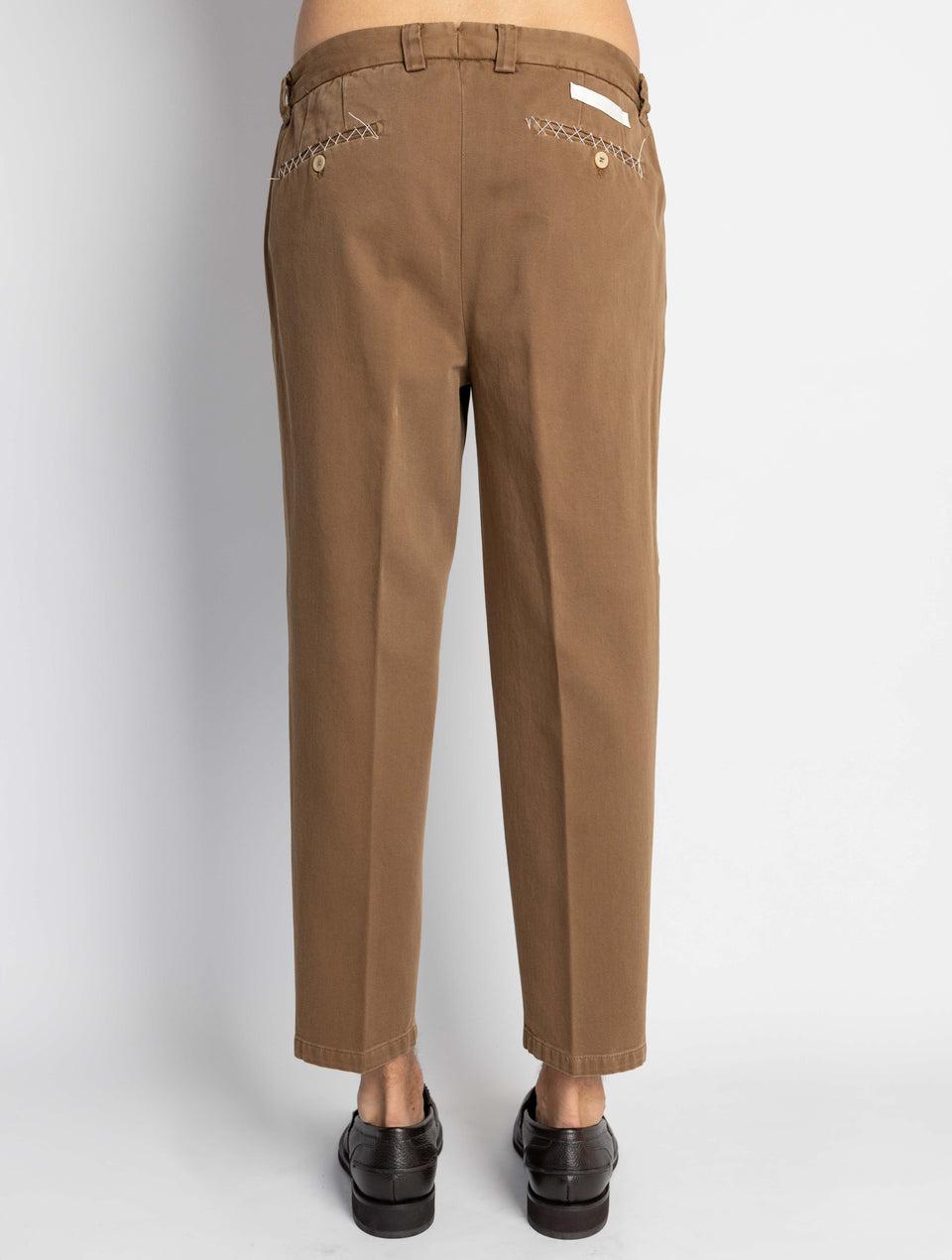 BRIGLIA 1949 Pantaloni in Bull Denim con Pinces Tabacco Qualità Garantita