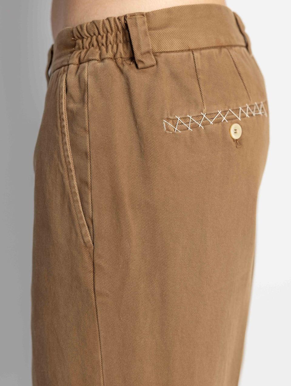 BRIGLIA 1949 Pantaloni in Bull Denim con Pinces Tabacco Qualità Garantita