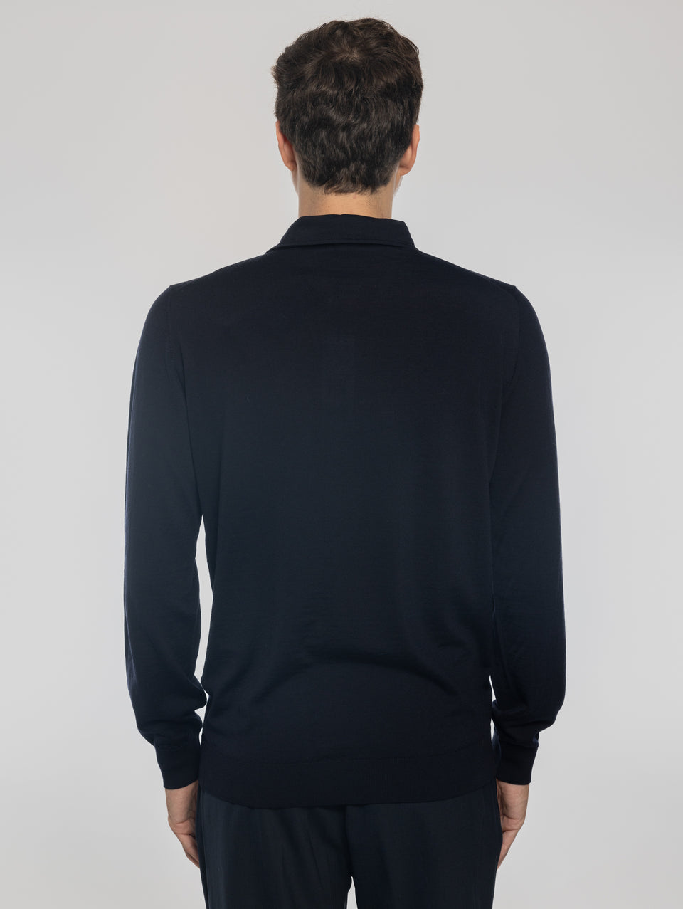 ALPHA STUDIO Polo in Lana con Collo Costruito Blu Notte Fino Al -60%