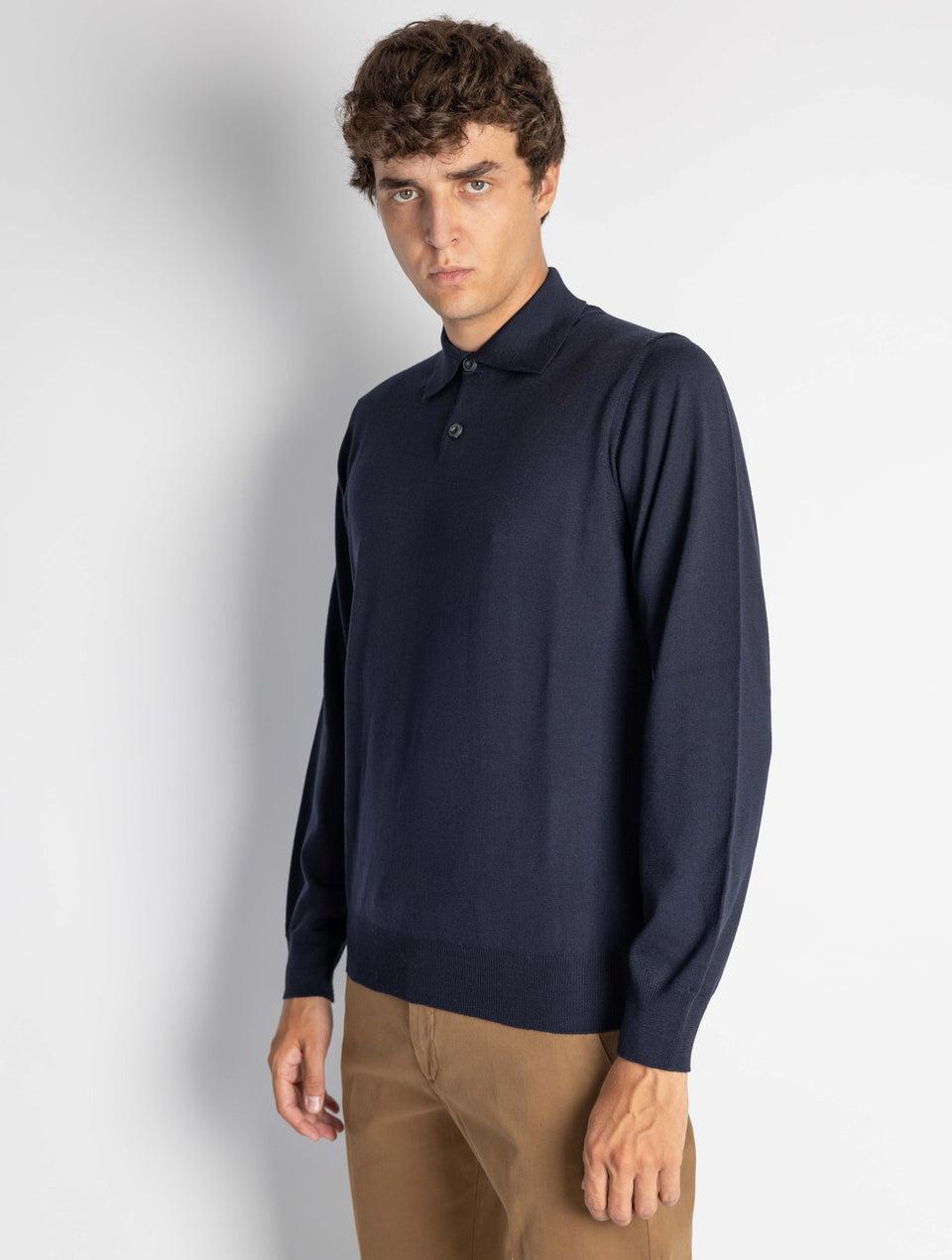 ALPHA STUDIO Polo Manica Lunga Blu Shopping Online