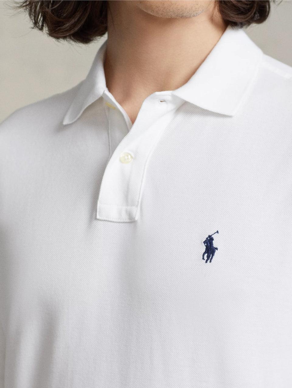 RALPH LAUREN Polo Slim Fit Manica Lunga Bianco Prezzo Ridotto