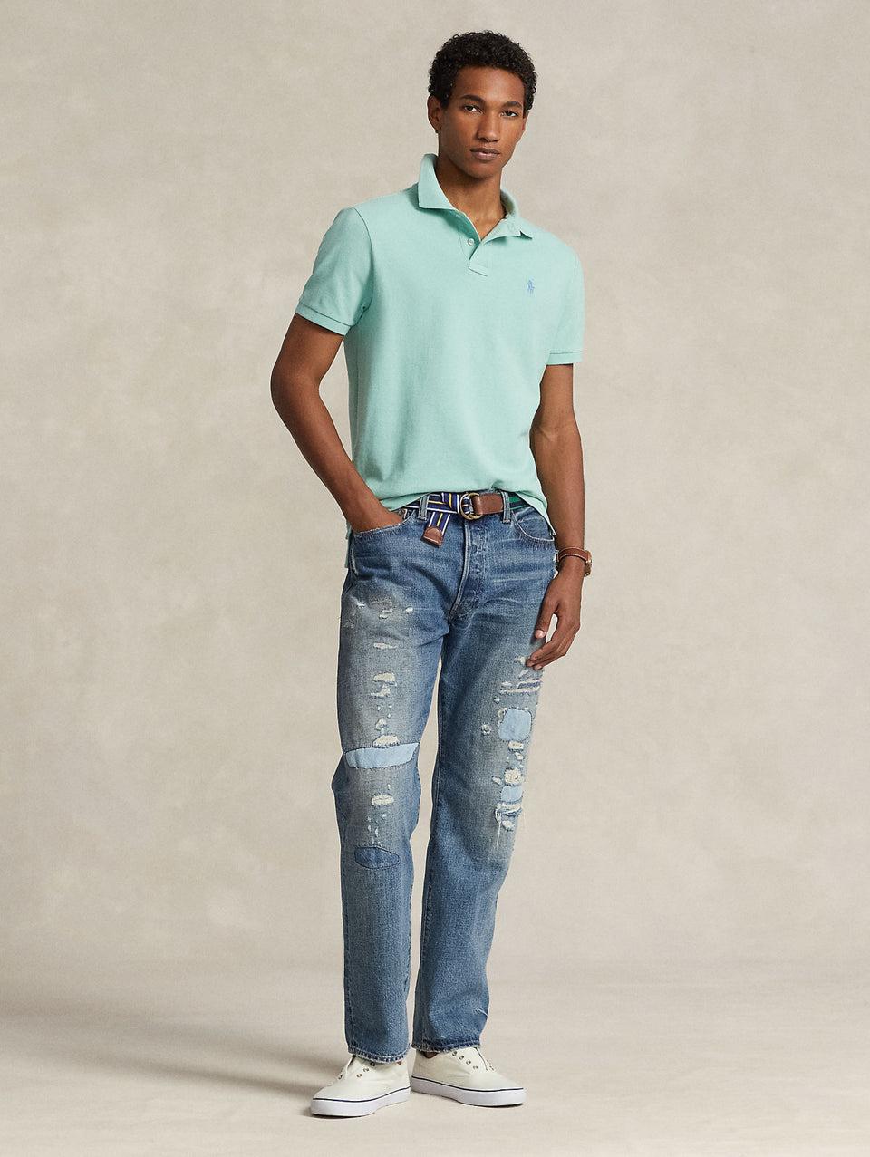 RALPH LAUREN Polo in Mesh Slim Fit Acqua Novità