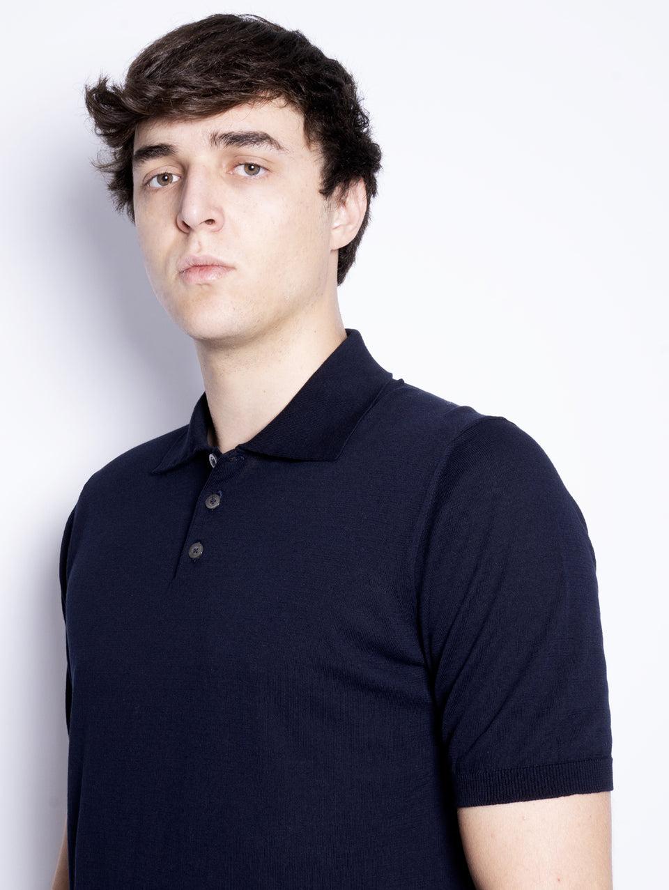 ALPHA STUDIO Polo con Tre Bottoni Blu Notte Outlet