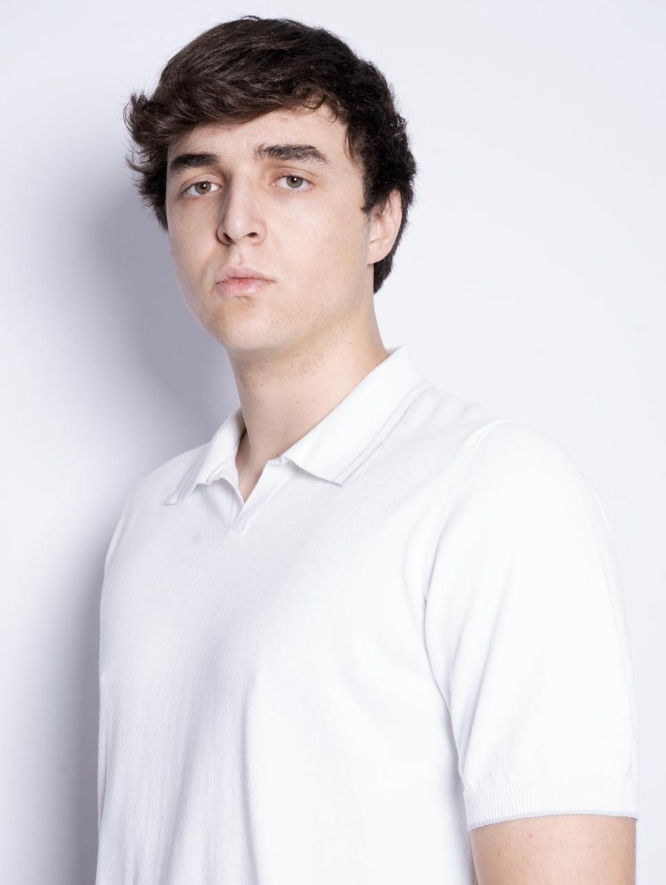 ALPHA STUDIO Polo in Cotone Tinto in Capo Bianco In Vendita