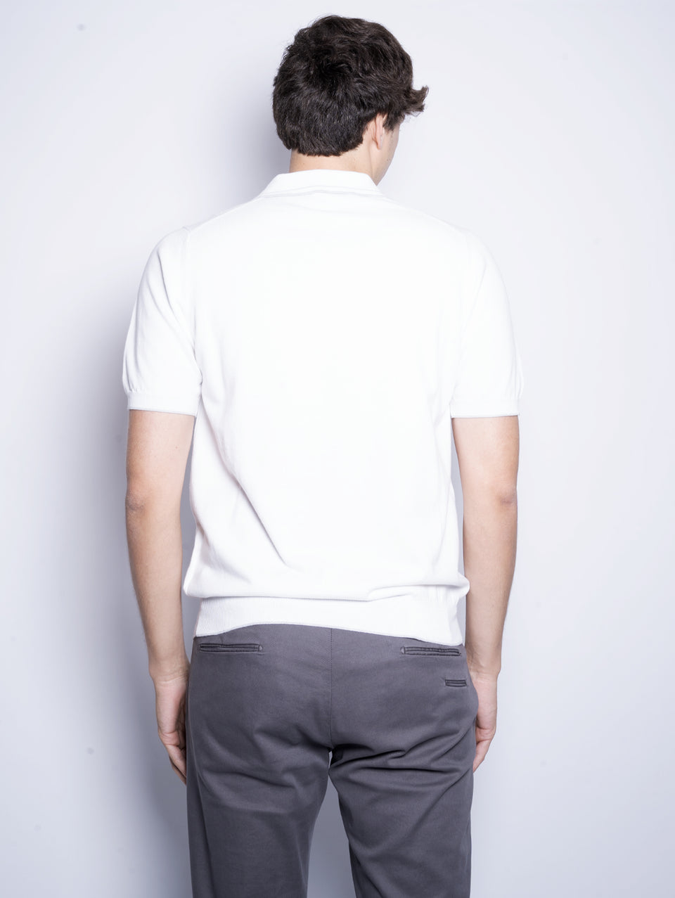 ALPHA STUDIO Polo in Cotone Tinto in Capo Bianco In Vendita