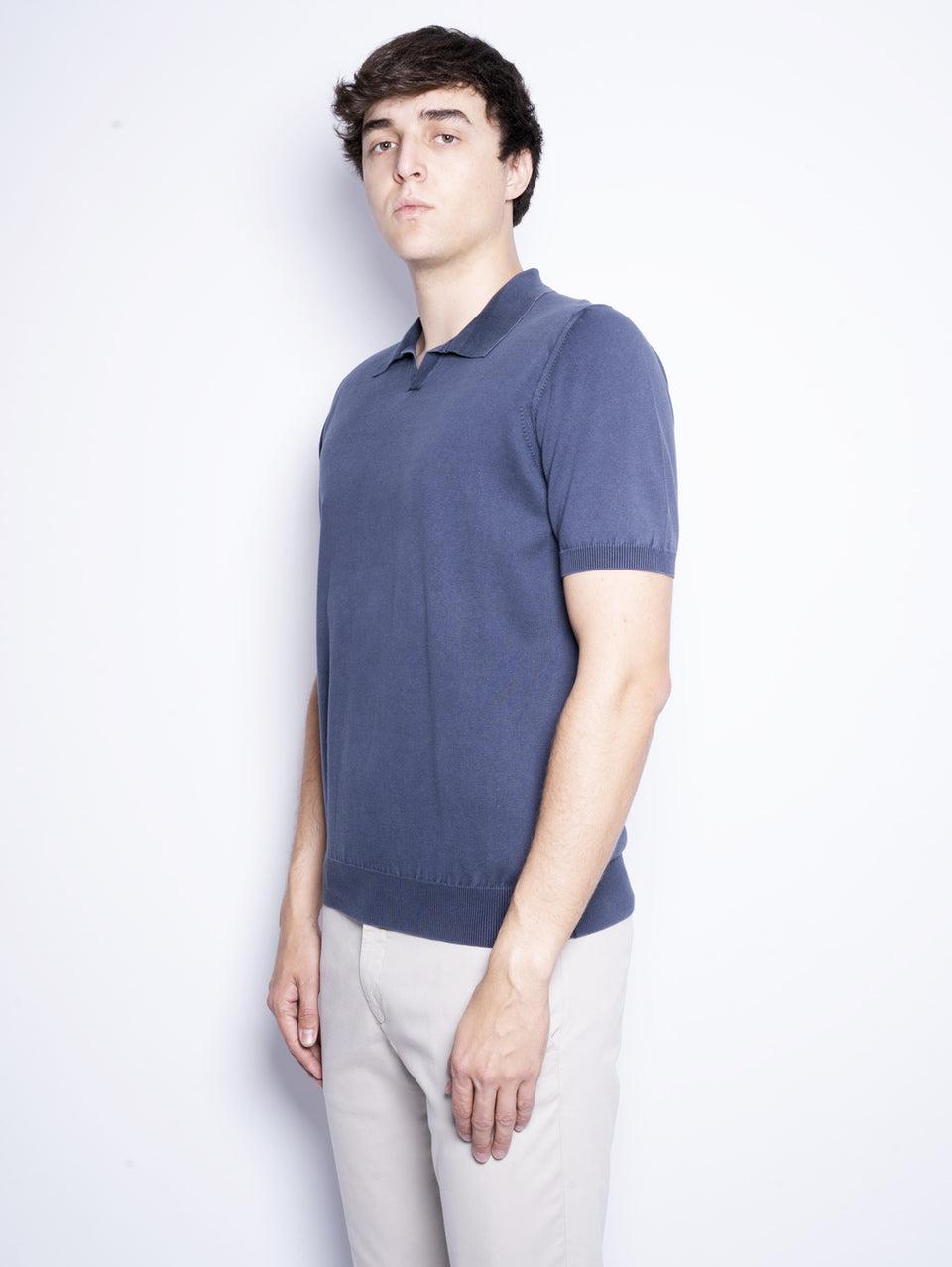 ALPHA STUDIO Polo in Cotone Tinto in Capo Blu Hotsell