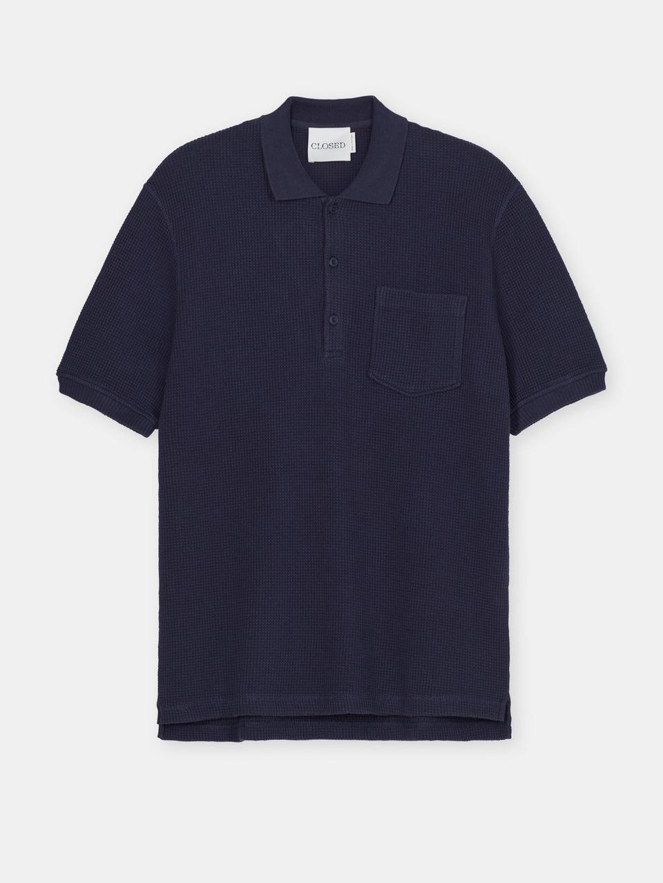 CLOSED Polo in Tessuto Waffle Blu Vendita Economica