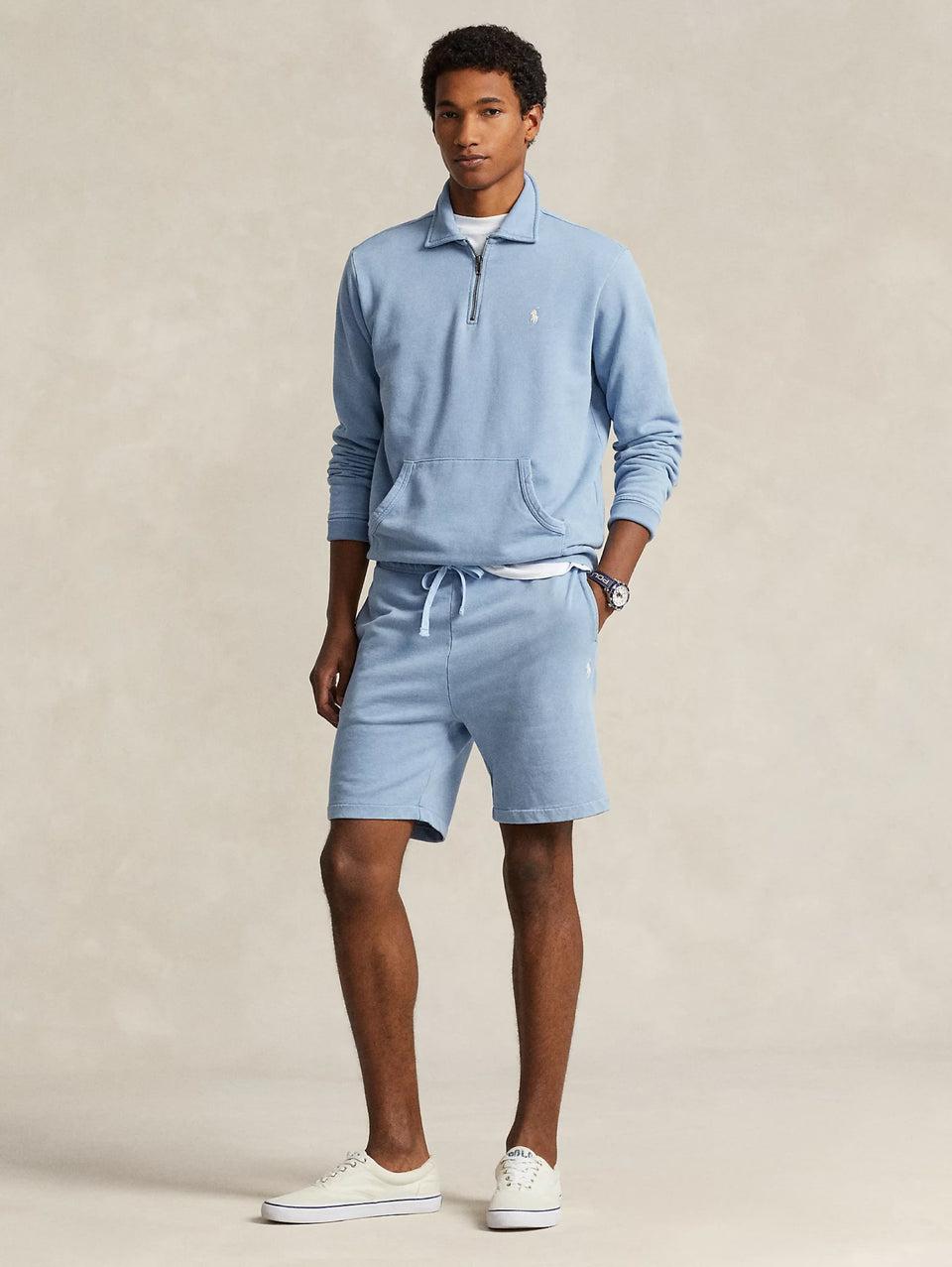 RALPH LAUREN Shorts in Cotone Loopback Celeste Saldi Di Fabbrica