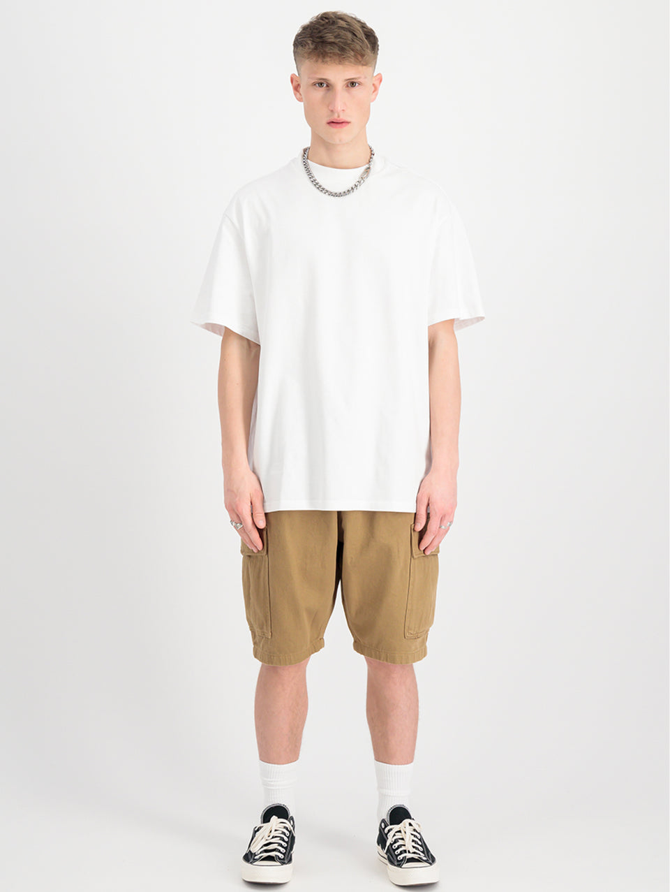 ALPHA INDUSTRIES Shorts Cargo con Pince in Twill di Cotone Khaki Vendite Flash
