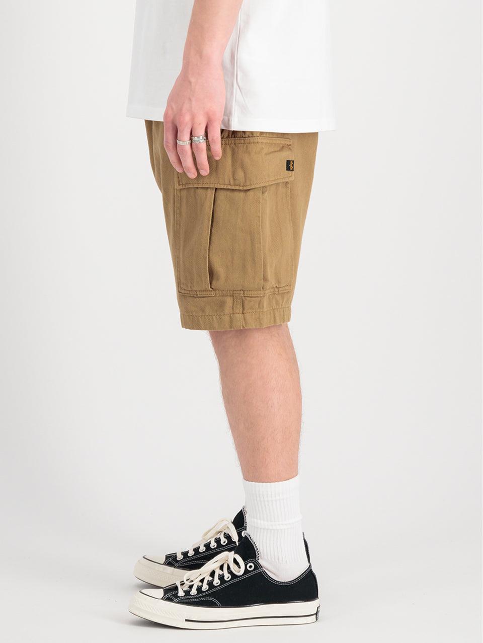 ALPHA INDUSTRIES Shorts Cargo con Pince in Twill di Cotone Khaki Vendite Flash