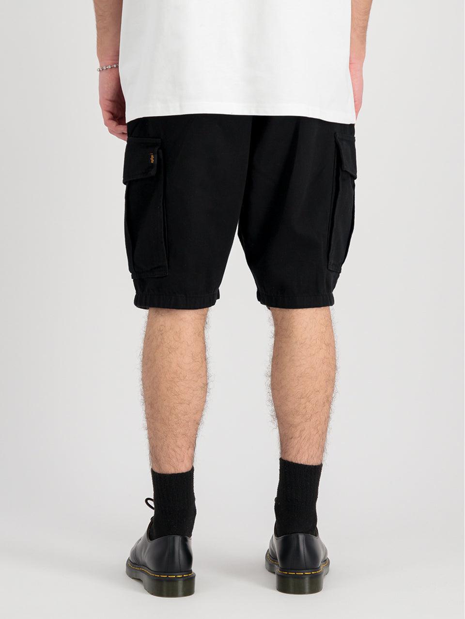 ALPHA INDUSTRIES Shorts Cargo con Pince in Twill di Cotone Nero Negozio