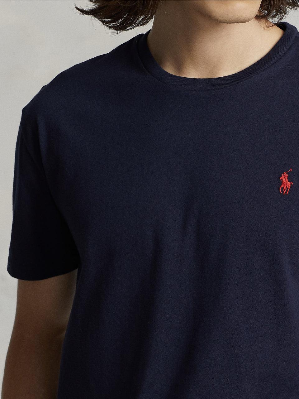 RALPH LAUREN T-shirt in Cotone Basica Inchiostro Spedizione Gratuita