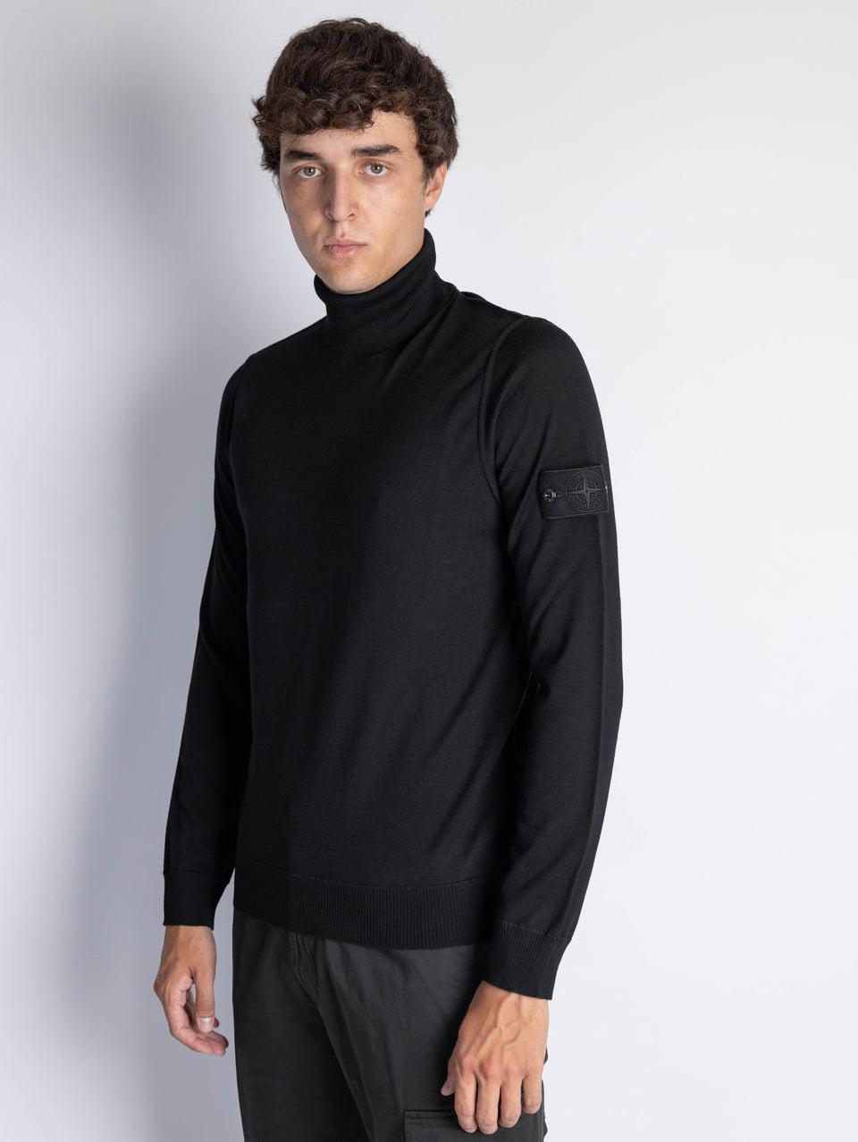 STONE ISLAND Maglia Collo Alto Ghost in Lana Nero Shopping Online