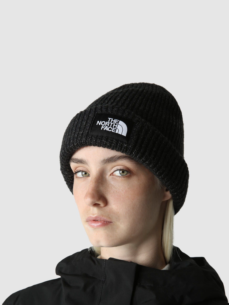THE NORTH FACE Berretto in Maglia a Coste con Logo Nero Spedizione Gratuita