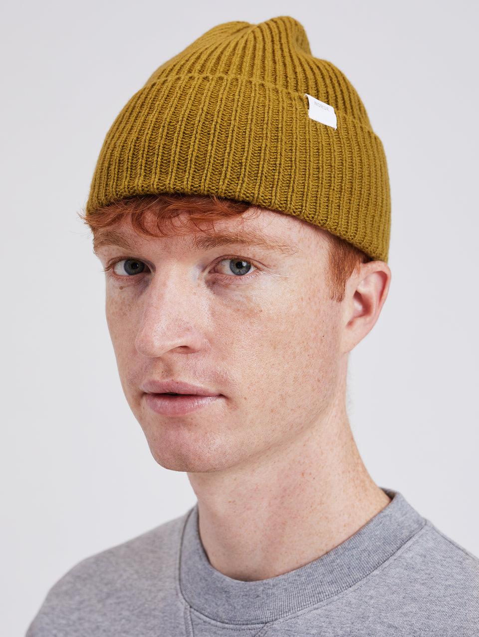 NORSE PROJECTS Berretto in Lana a Coste Verde Consegna Veloce