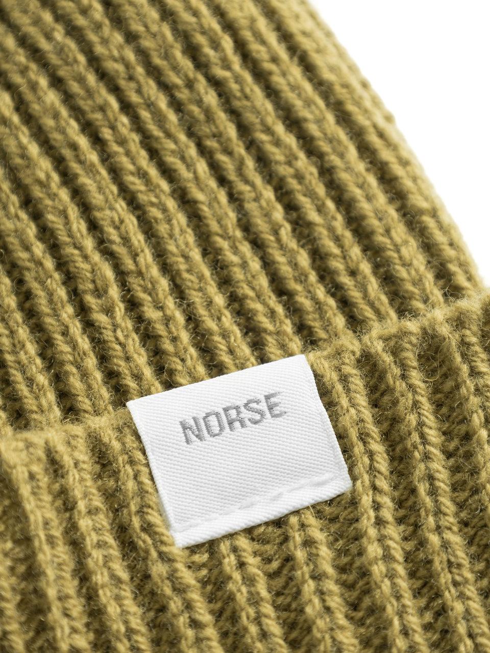 NORSE PROJECTS Berretto in Lana a Coste Verde Consegna Veloce