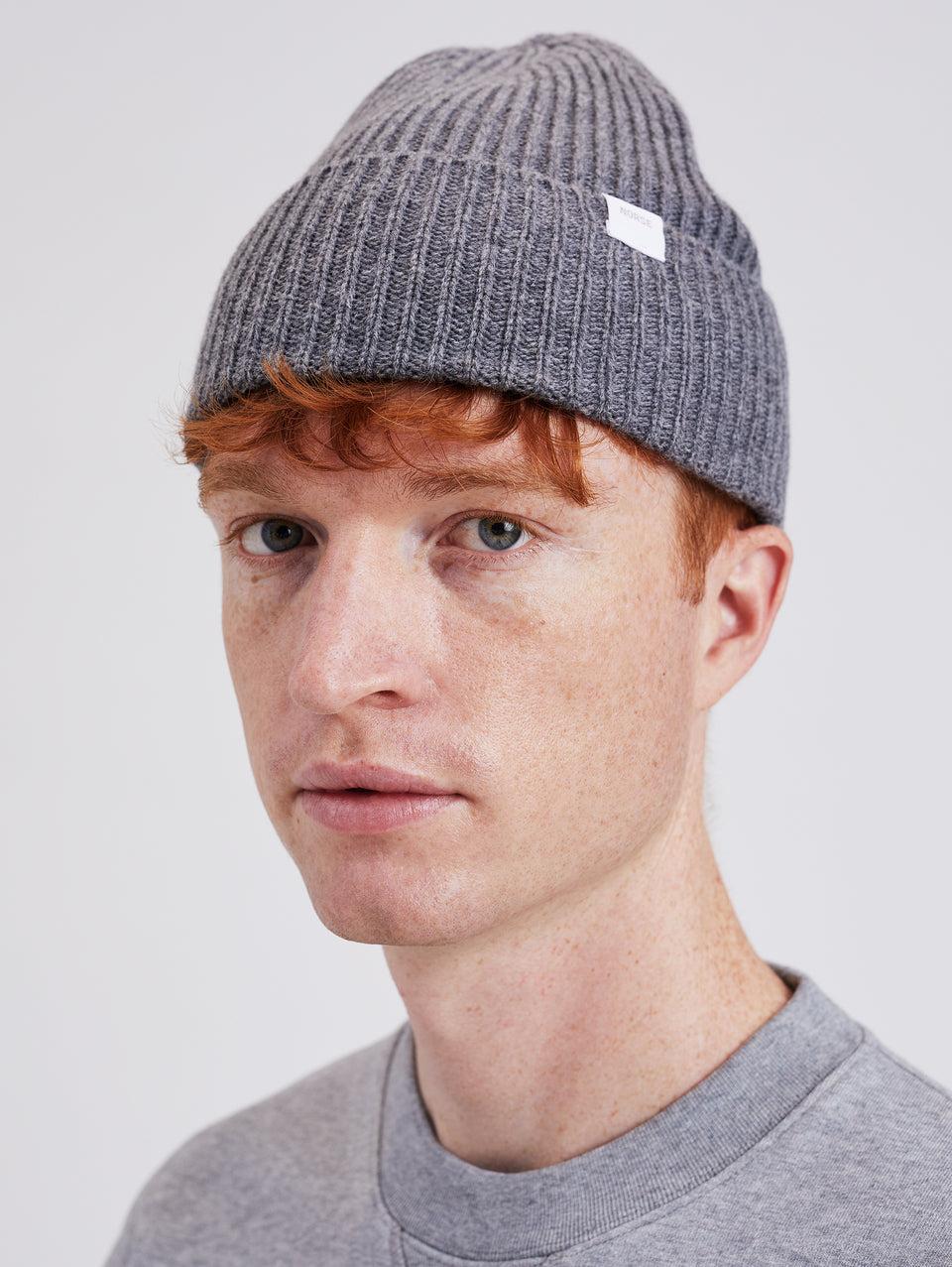 NORSE PROJECTS Berretto in Lana a Coste Grigio Fino Al -60%