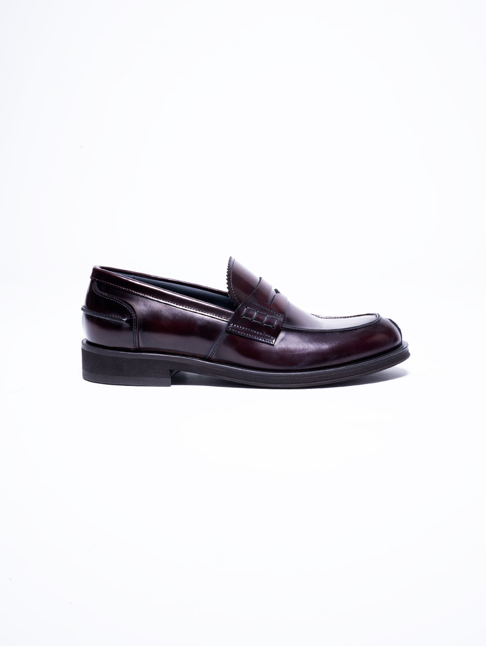 GEORGE HOL'S Mocassino Penny Loafer in Abrasivato Bordeaux Presa