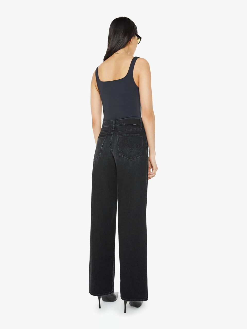 MOTHER Jeans Vita Alta con Gamba Larga Nero Nuovi prodotti