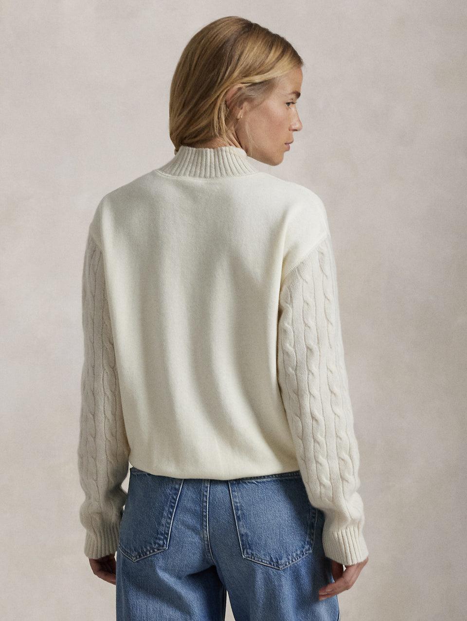 RALPH LAUREN Felpa con Collo Alto Crema Vendita Calda