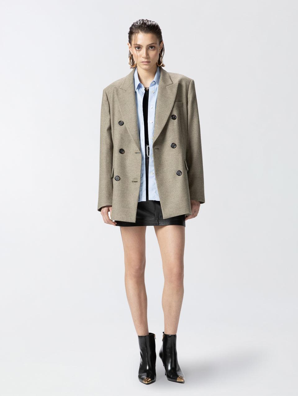 PINKO Blazer Oversize a Micro Quadretti Verde Vendita Economica