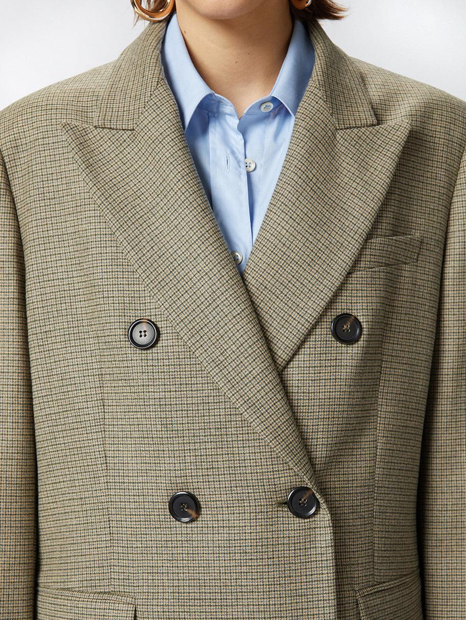 PINKO Blazer Oversize a Micro Quadretti Verde Vendita Economica