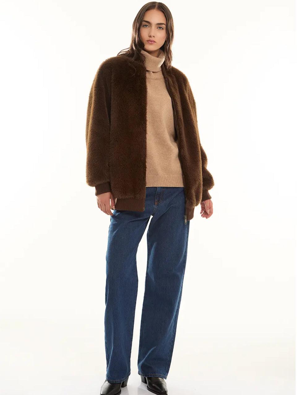P.A.R.O.S.H. Bomber in Ecopelliccia Marrone Vendite Flash