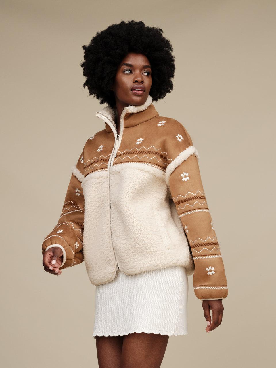 UGG Giacca in Shearling Sintetico Marlene Castagna