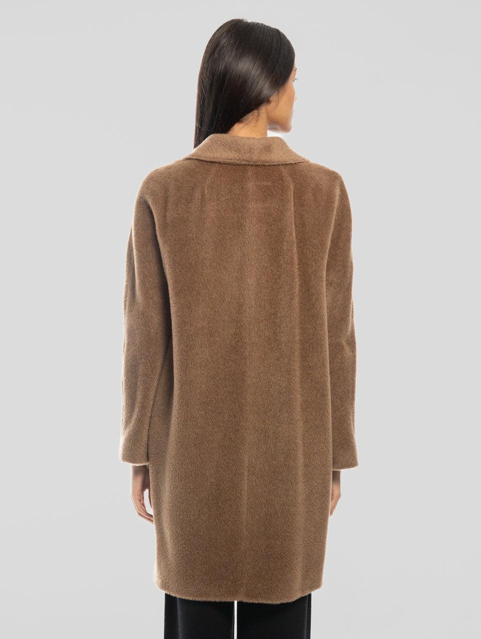 MAX MARA Cappotto Doppiopetto in Alpaca e Lana Roseto Cammello Italy