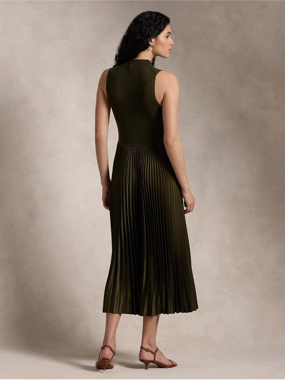 RALPH LAUREN Abito Senza Maniche da Cocktail Verde Loden Pezzi Unici