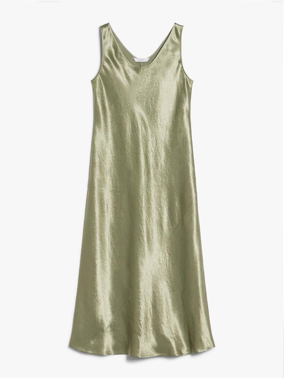 MAX MARA LEISURE Abito Lungo in Raso Lucido Tortora Consegna Veloce
