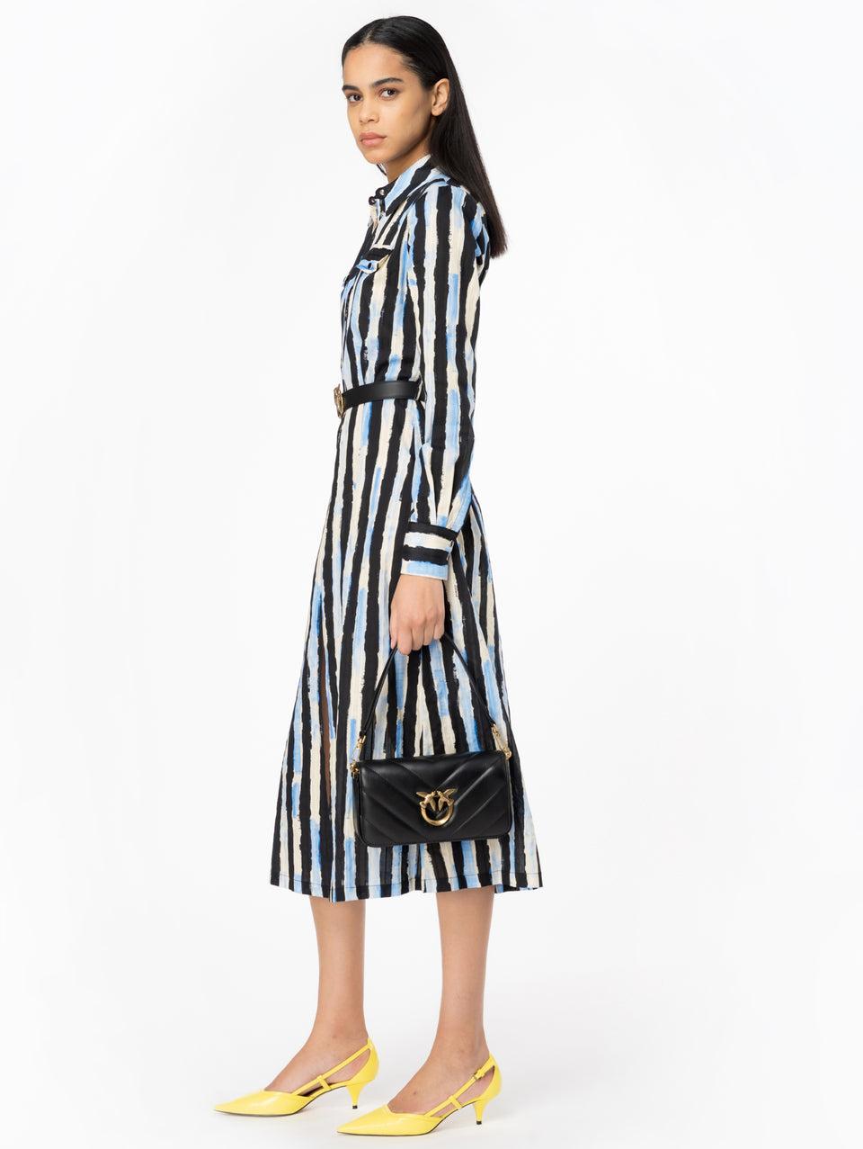 PINKO Abito Chemisier a Righe Nero Fino Al -60%