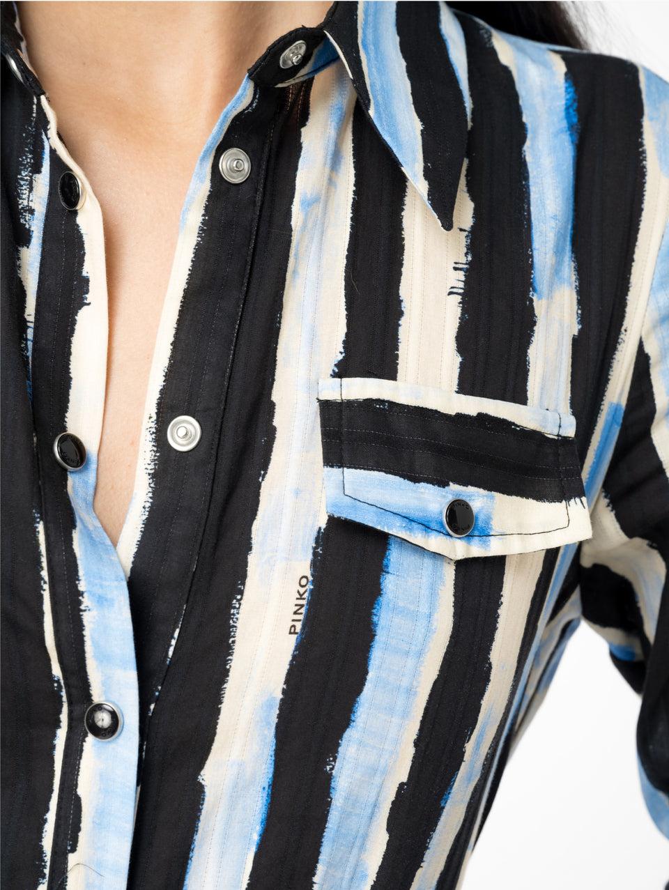 PINKO Abito Chemisier a Righe Nero Fino Al -60%