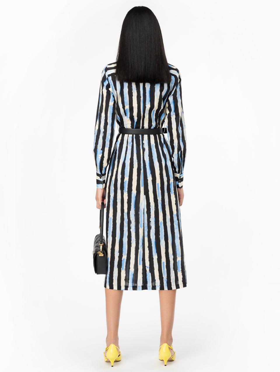 PINKO Abito Chemisier a Righe Nero Fino Al -60%