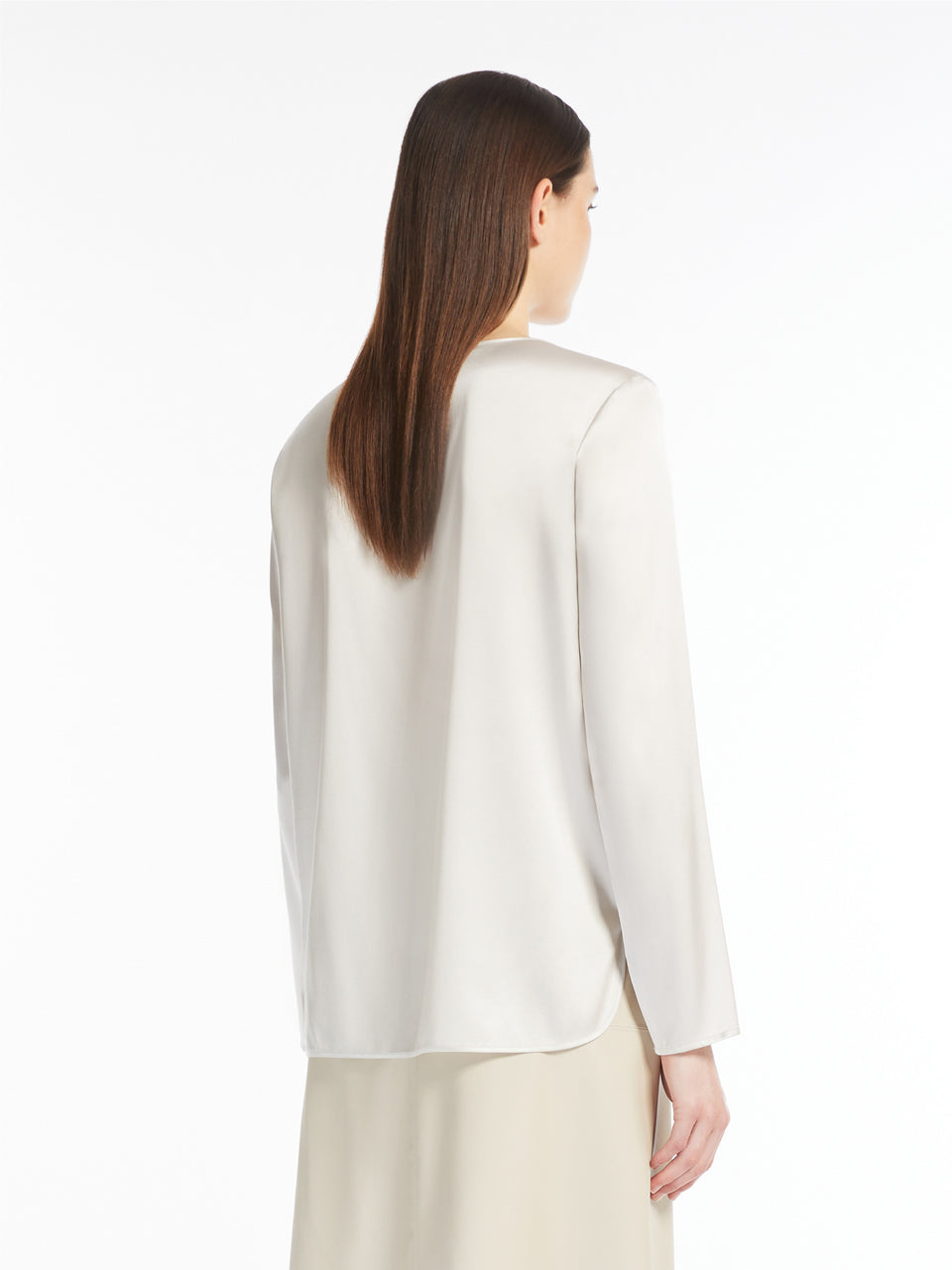 MAX MARA LEISURE Blusa in Raso di Seta Stretch Ghiaccio Affare Del Giorno