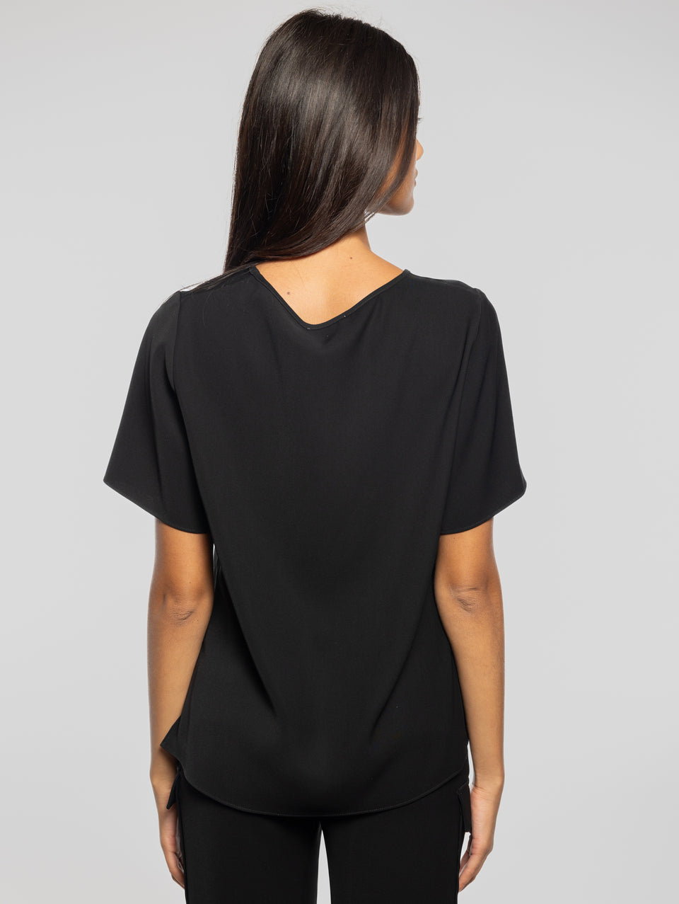P.A.R.O.S.H. Blusa Girocollo con Maniche Corte Nero Prezzo Ridotto