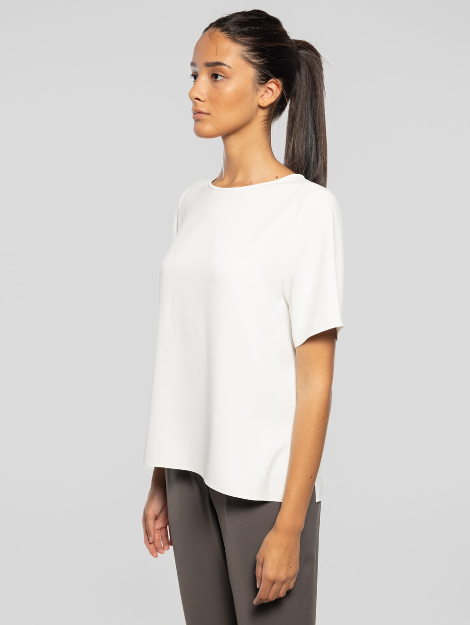 P.A.R.O.S.H. Blusa Girocollo con Maniche Corte Panna Sottocosto