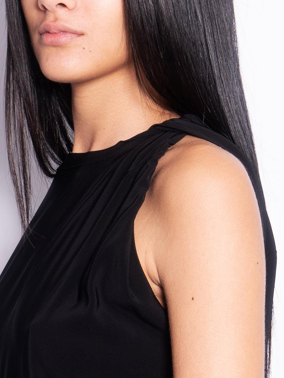 PINKO Blusa Girocollo con Lavorazione sulla Manica Nero Sconto