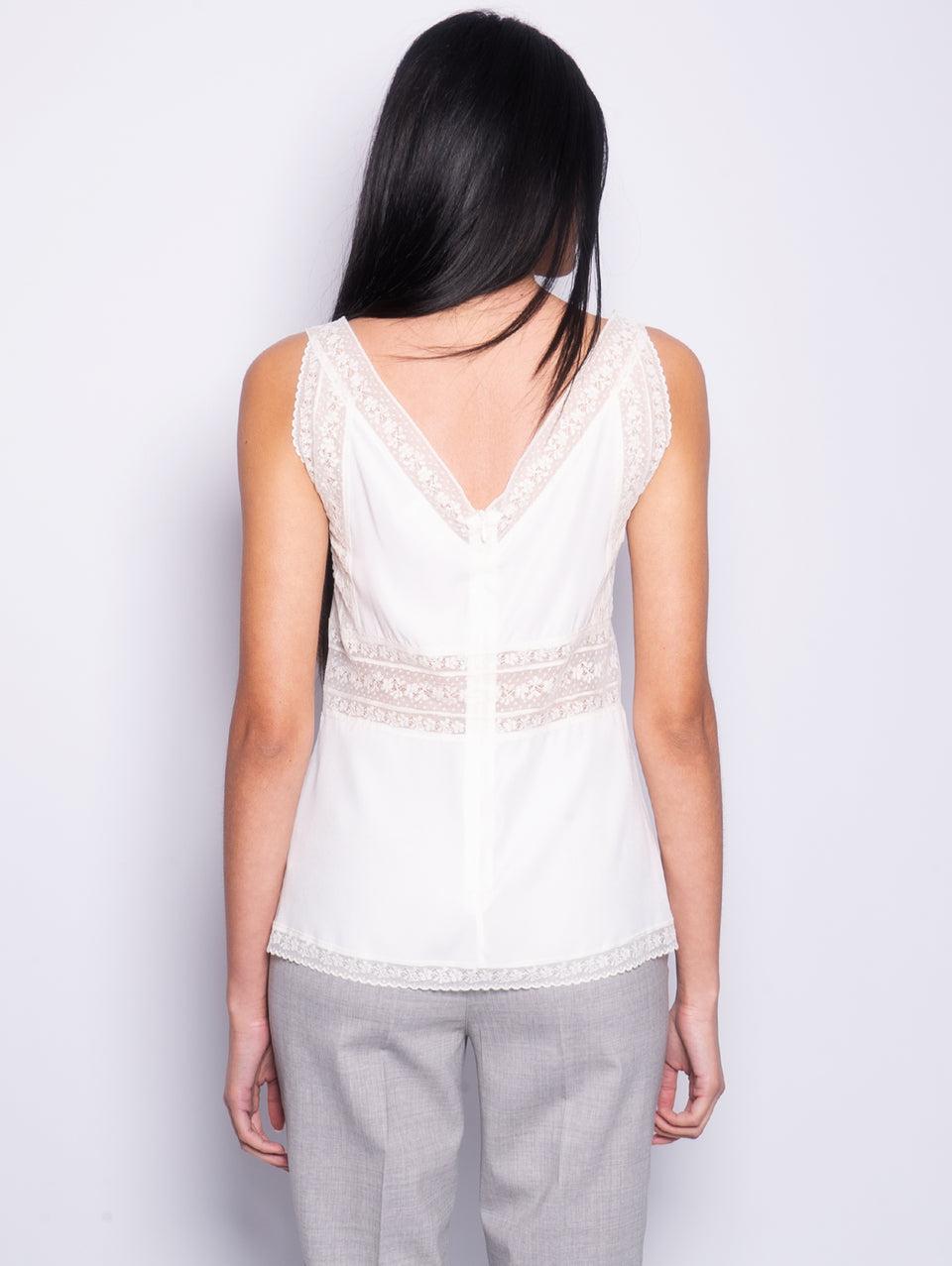 P.A.R.O.S.H. Blusa in Seta e Pizzo Panna Economico