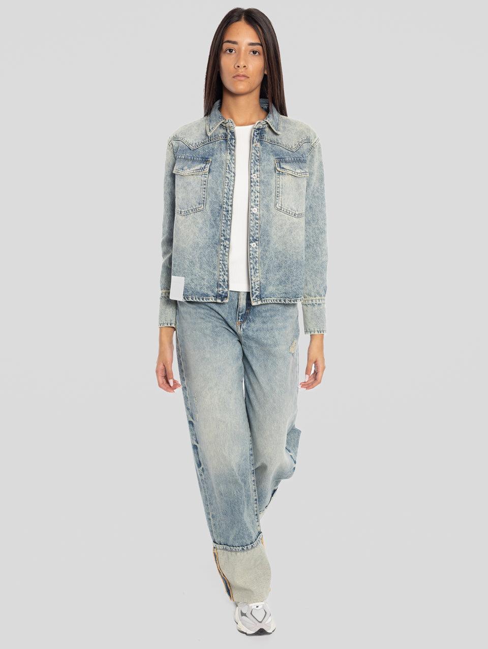 ICON DENIM Camicia Western in Denim Norah Blu Offerte