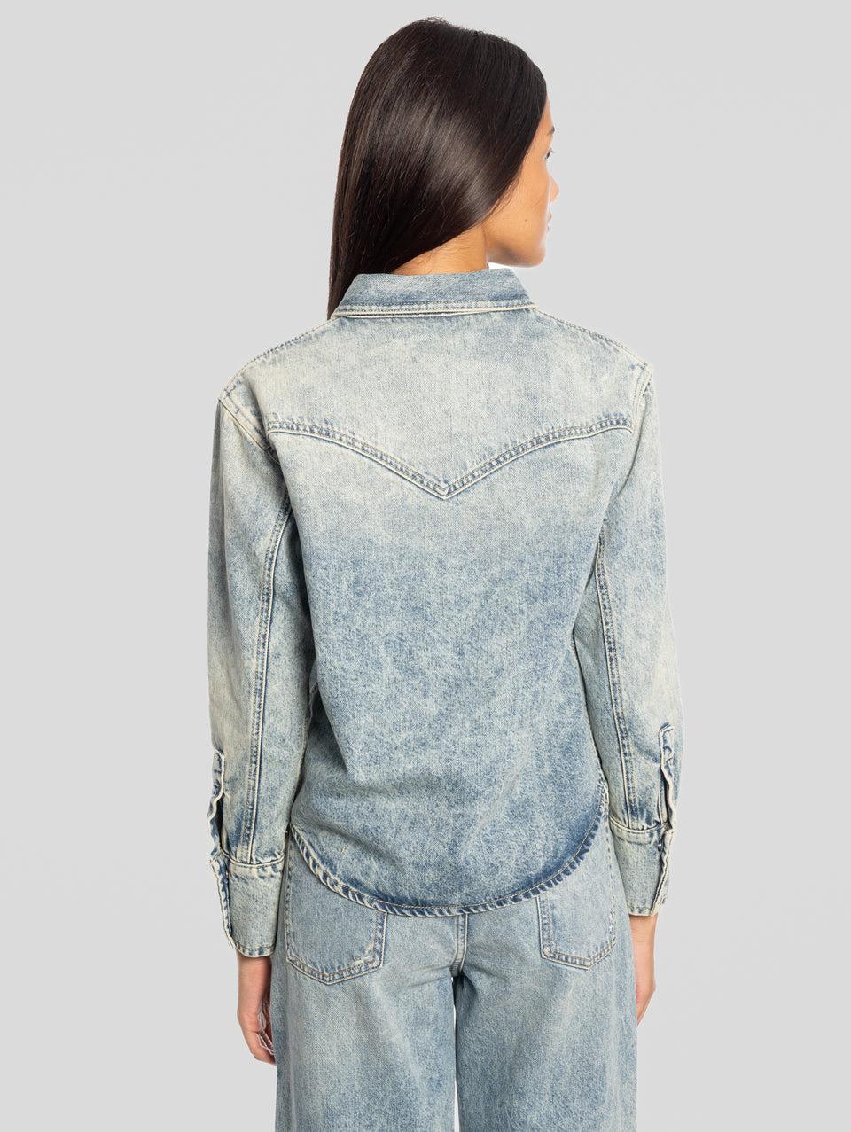 ICON DENIM Camicia Western in Denim Norah Blu Offerte