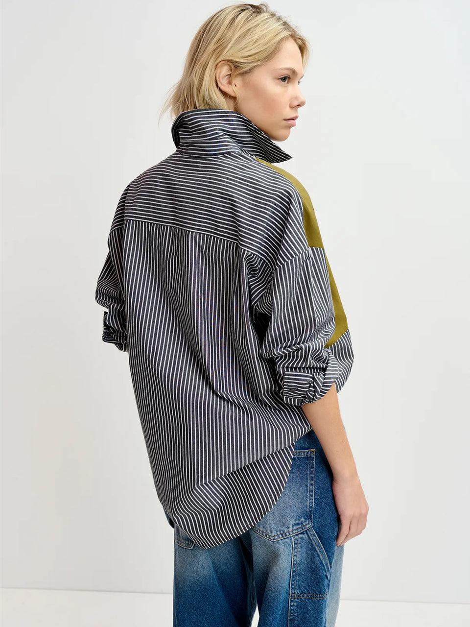 ESSENTIEL ANTWERP Camicia Over a Righe Patchwork Nero Hotsell
